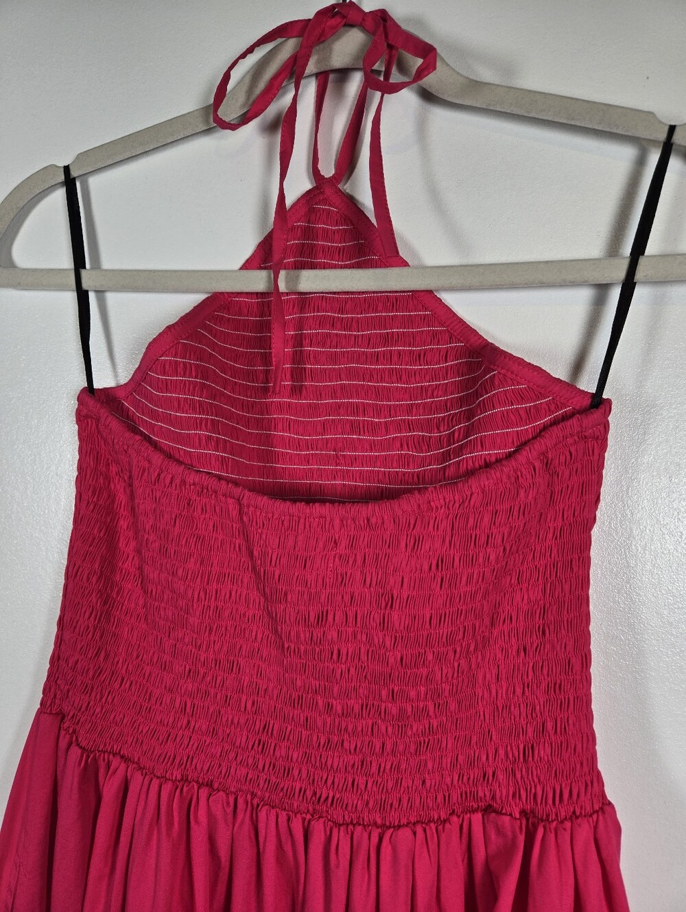 NEW S/W/F Diamond Tiered Maxi Dress Smocked Halter Size Small Pink Rosado - Picture 12 of 16
